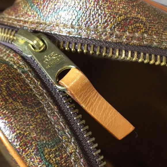 M ETRO MILANO Red Paisley Coated Canvas Vachetta Top Handle Briefcase Laptop Bag - Picture 9 of 17